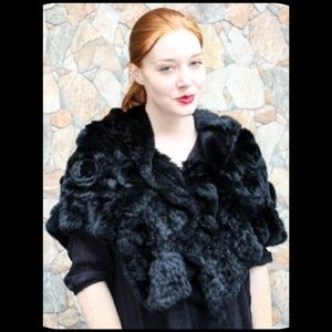 Black Rex Rabbit Fur Capelet